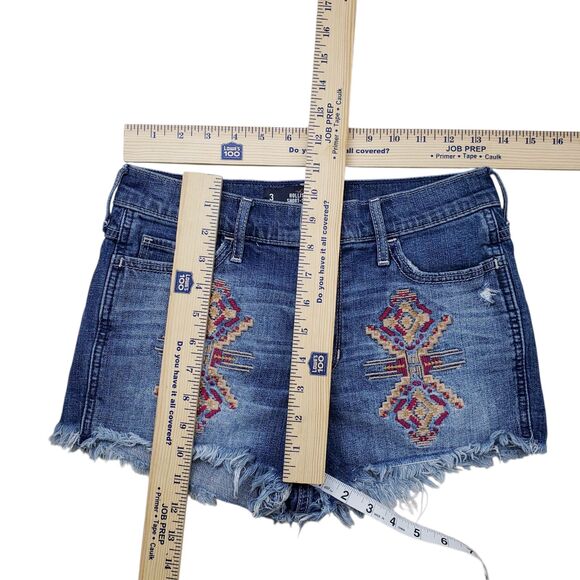 Hollister Jean Shorts Juniors 3 W 26 Tribal Embroidered Detail Bohemian Fringed - Picture 6 of 8